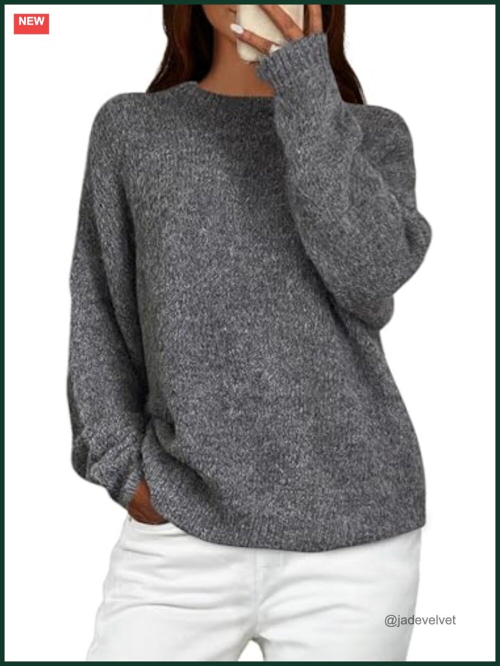 PRETTYGARDEN Soft Knit Oversized Pullover Sweater Crew Neck Long Sleeve Loose
